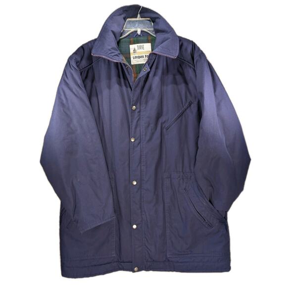 Towne by London Fog Men’s Chore Coat L – Navy, Plaid Lined, 90s Vintage Utility - Picture 1 of 10